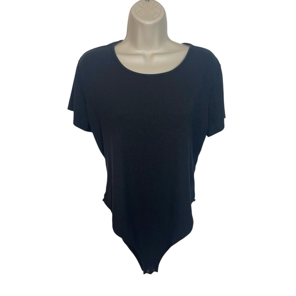WILD FABLE Women's Size XXL Black Ribbed Knit Bodysuit with Cutout Back